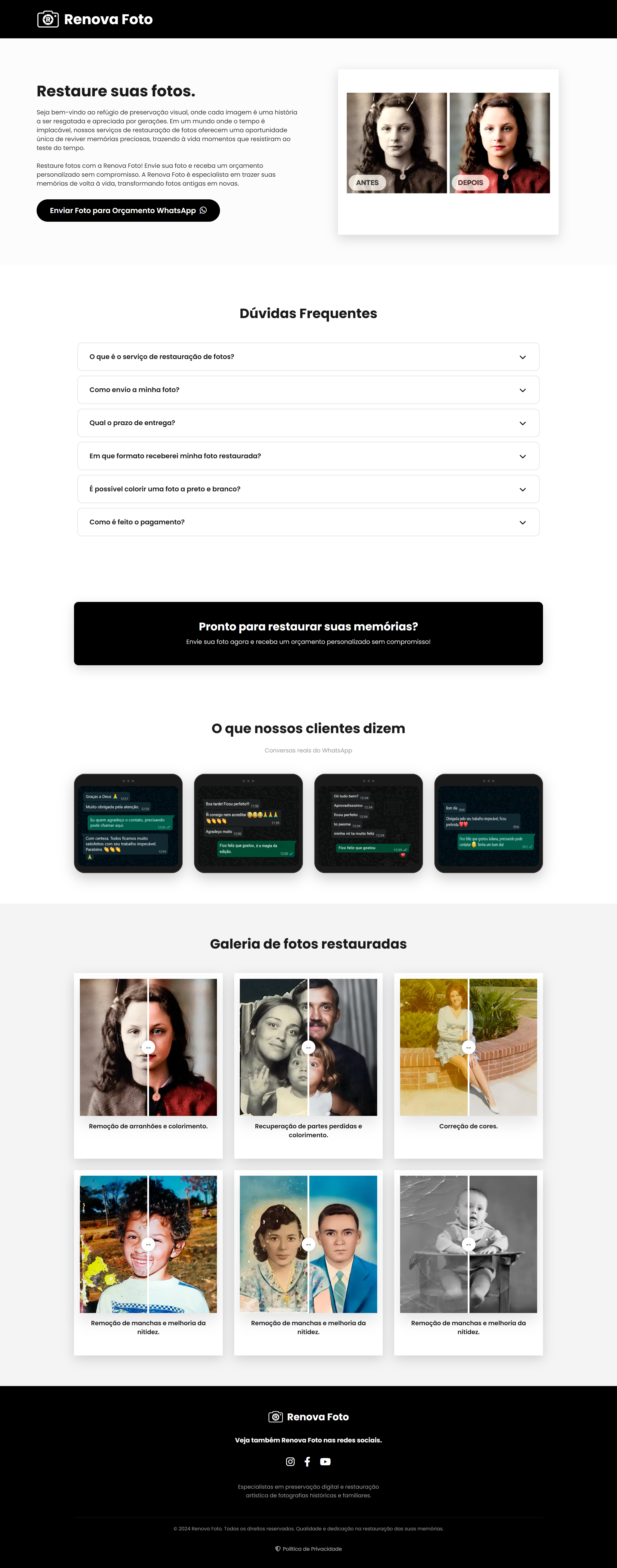 [Imagem de Projeto de Site para serviço de restauração de fotos]